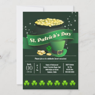 Irish pot of gold St Patricks holiday party Invitation