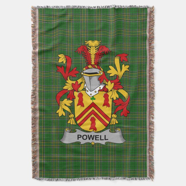  Irish Powell Coat of Arms Family Crest Ireland Throw Blanket (Front Vertical)
