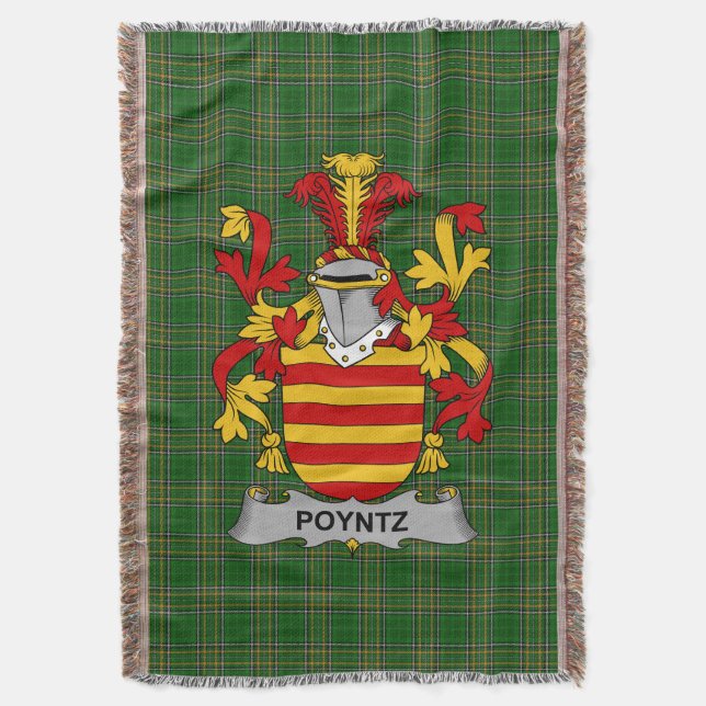  Irish Poyntz Coat of Arms Family Crest Ireland Throw Blanket (Front Vertical)