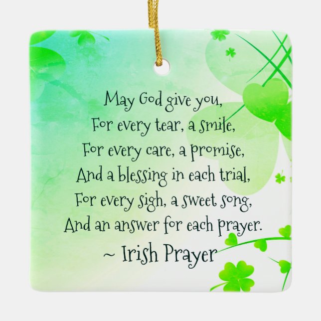 Irish Prayer and Blessing Personalised Christmas Ceramic Ornament (Front)