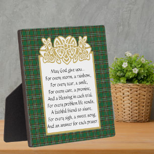 Irish Prayer Celtic Border and Tartan   Plaque