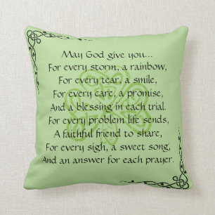Irish Prayer Celtic Border Throw Pillow
