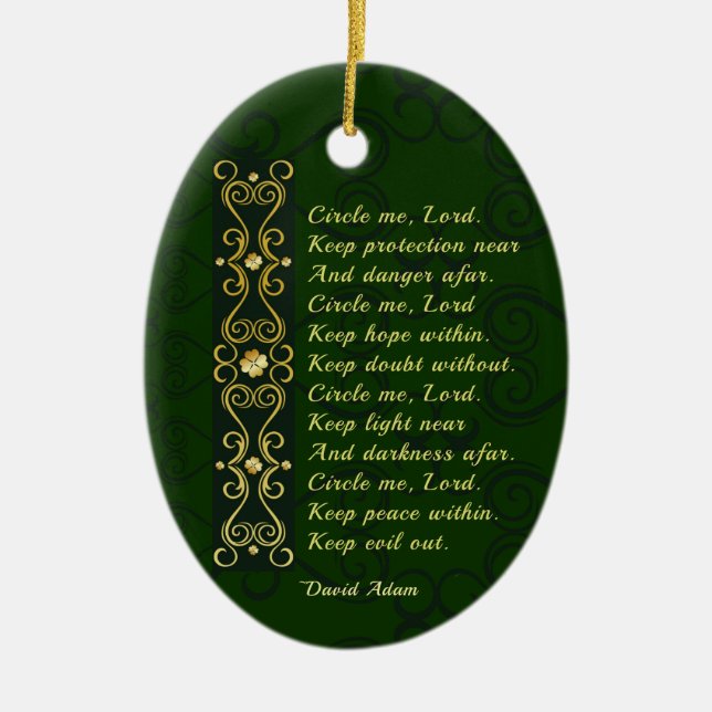 Irish Prayer, Circle me Lord, Ceramic Tree Decoration (Front)
