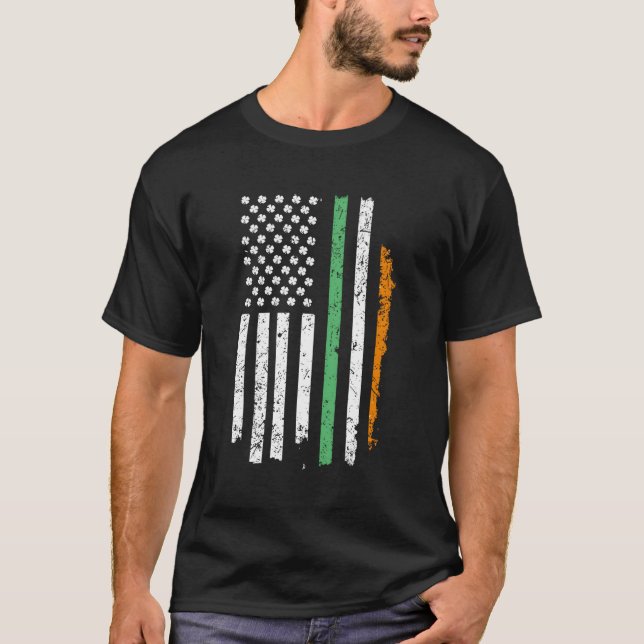Irish Pride American Usa Flag St Patrick'S Day Gif T-Shirt (Front)