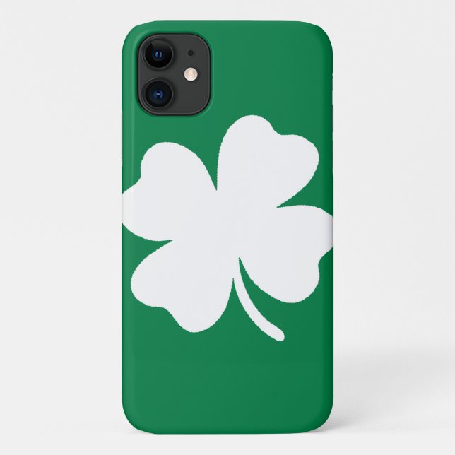 Irish Pride: Green & White Shamrock iPhone Case (Back)