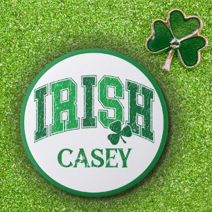 Irish Pride Retro St Patrick's Day Monogram 7.5 Cm Round Badge