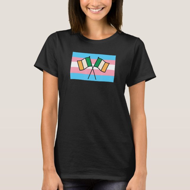 Irish Pride Transgender Pride Flag St Patrick's Da T-Shirt (Front)