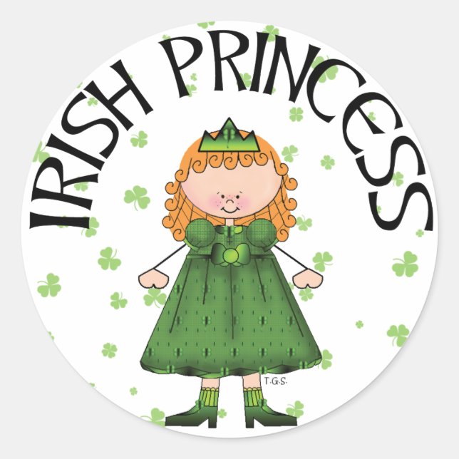 Irish Princess Redhead Classic Round Sticker (Front)