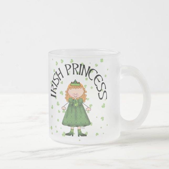 Irish Princess Redhead Frosted Glass Coffee Mug (Right)