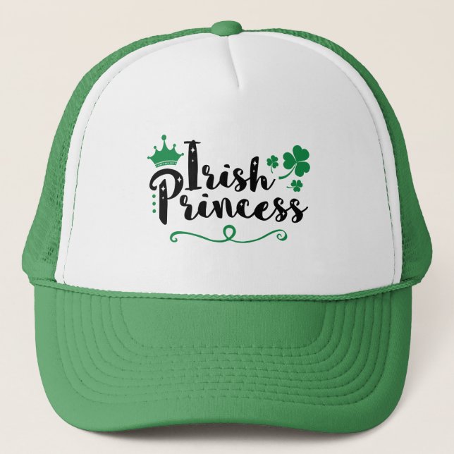 Irish Princess Women St Patrick's Day Script Trucker Hat (Front)
