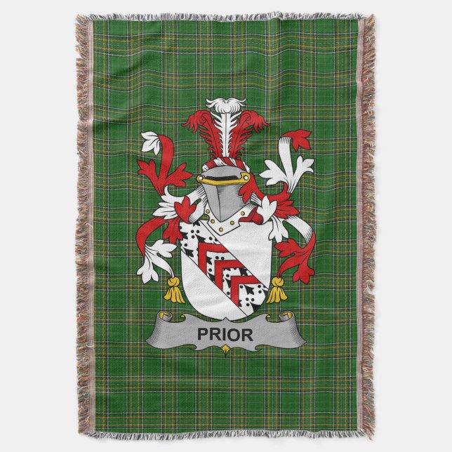  Irish Prior Coat of Arms Family Crest Ireland Throw Blanket (Front Vertical)