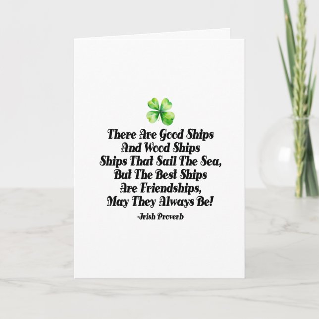 Irish proverb friendship quote good ships friend card (Front)