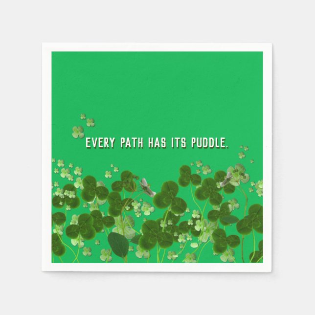 Irish proverb with shamrocks napkin (Front)