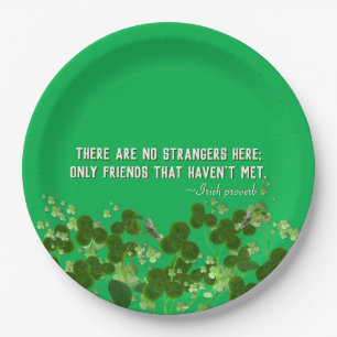 Irish proverb with shamrocks paper plate