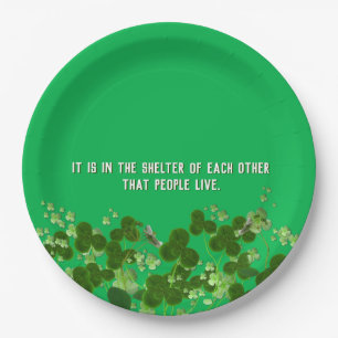 Irish proverb with shamrocks paper plate