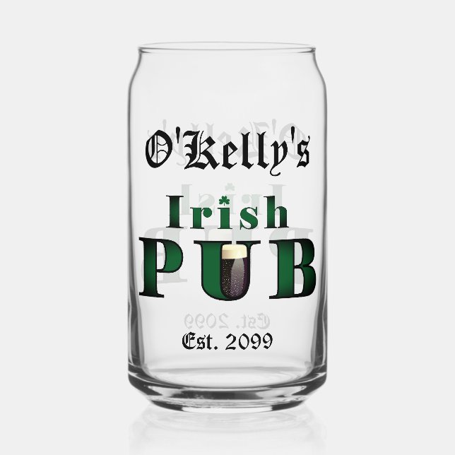 Irish Pub Bar Pint Beer Can Glass Drinkware (Front)