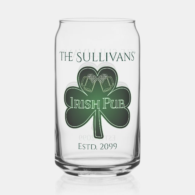 Irish Pub Bar Pint Beer Soda Can Glass Drinkware (Front)