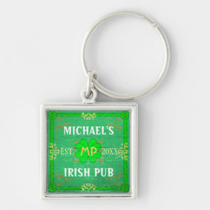 Irish Pub Create Your Own Personalised Green Key Ring