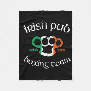Irish Pub Drink Hard Boxing Team Distressed Tee Gi Fleece Blanket