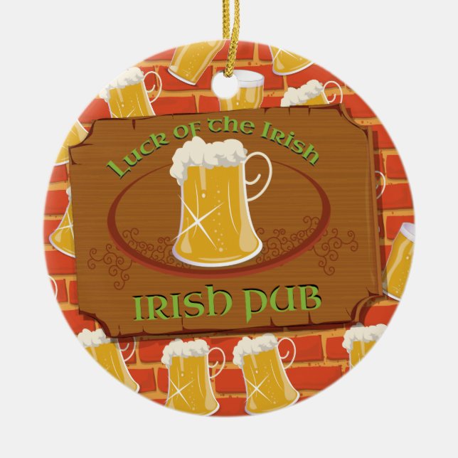 Irish Pub Sign Ceramic Tree Decoration (Front)