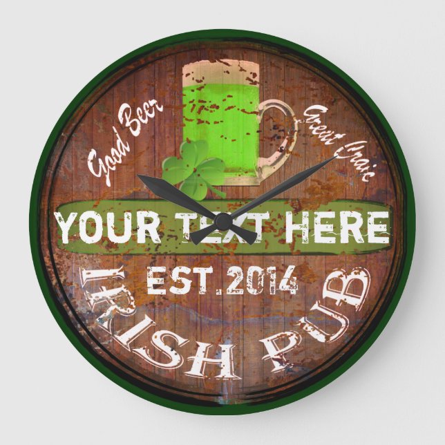 Irish pub sign large clock (Front)