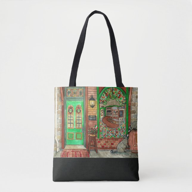 Irish Pub Watercolor Tote Bag (Front)