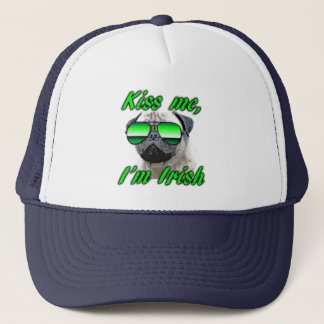 Irish Pug, Funny Kiss Me St. Patrick's day Trucker Hat