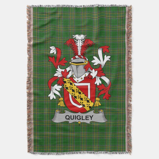  Irish Quigley or O_Quigley Coat of Arms Family Cr Throw Blanket (Front Vertical)