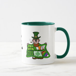 Irish Quilt & Leprechaun Mug With Funny Blessing