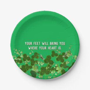 Irish quote with shamrocks paper plate
