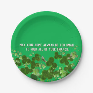 Irish quote with shamrocks paper plate