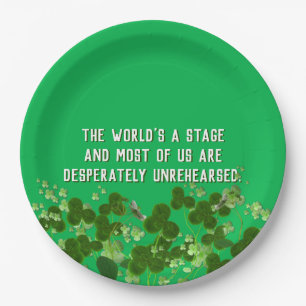 Irish quote with shamrocks paper plate