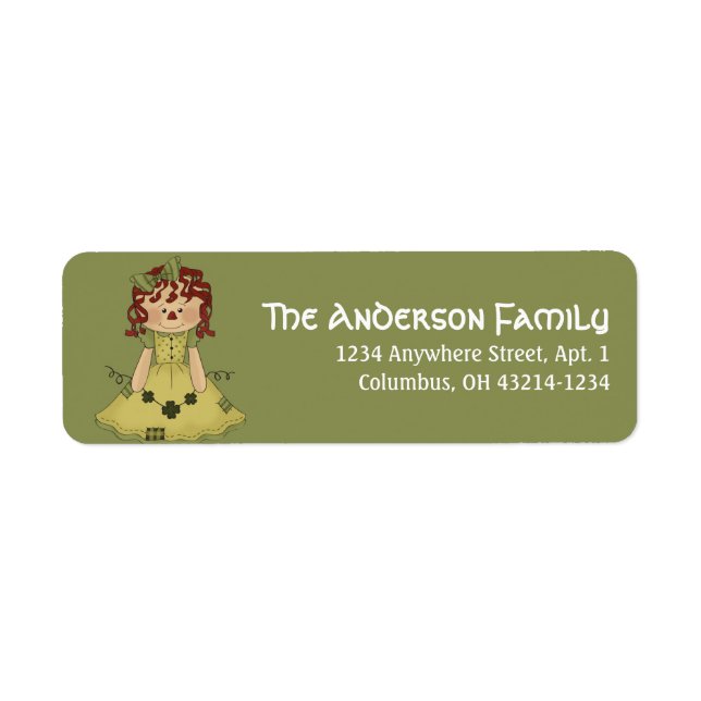 Irish Raggedy Doll St. Patrick's Address Label (Front)