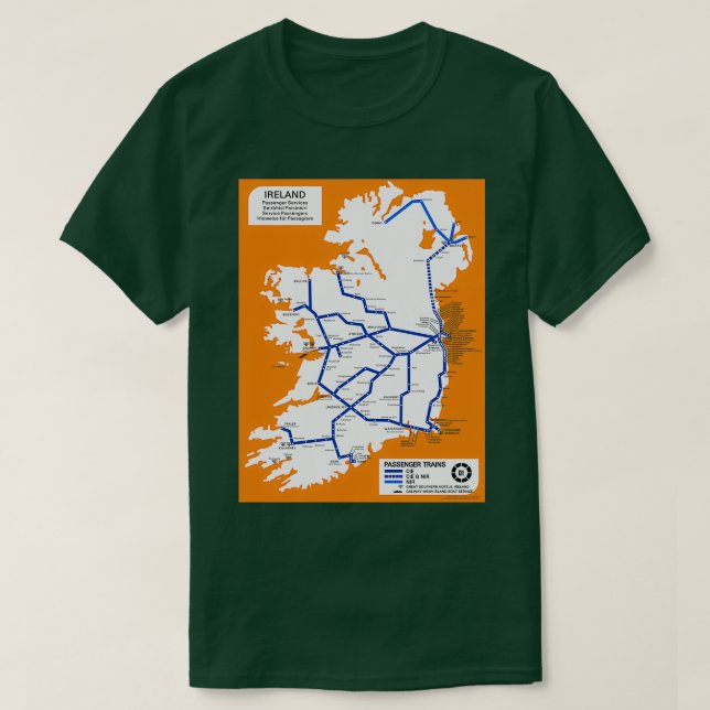 Irish Rail Map 1969 1 T-Shirt (Design Front)