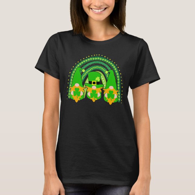 Irish Rainbow Gnome Happy St Patricks Day Funny Ga T-Shirt (Front)