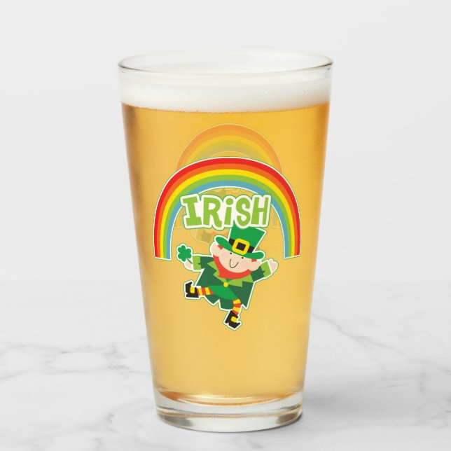 Irish Rainbow Leprechaun Glass (Front Filled)