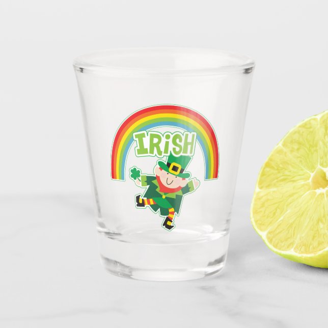 Irish Rainbow Leprechaun Shot Glass (Front)