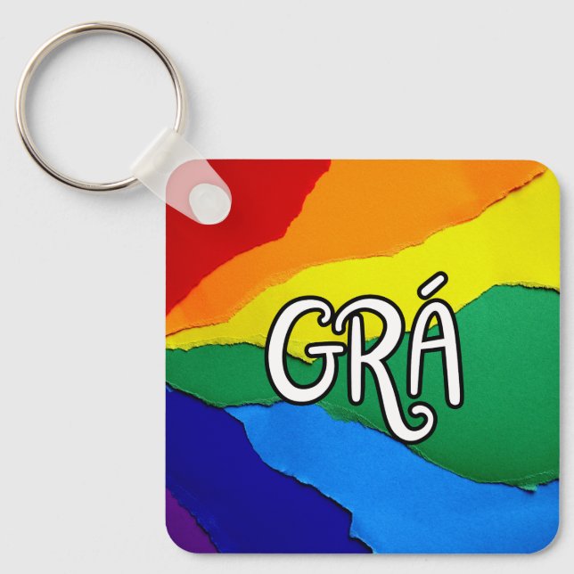 Irish Rainbow Love - Grá means love Key Ring (Front)