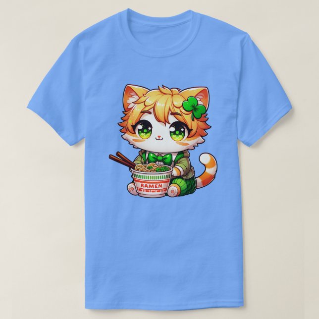Irish Ramen Cats Cute St Patricks Day T-Shirt (Design Front)
