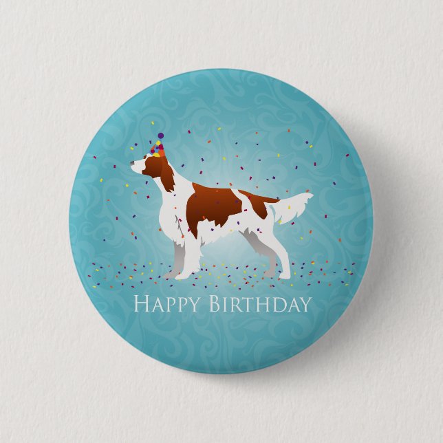 Irish Red and White Birthday Design 6 Cm Round Badge (Front)