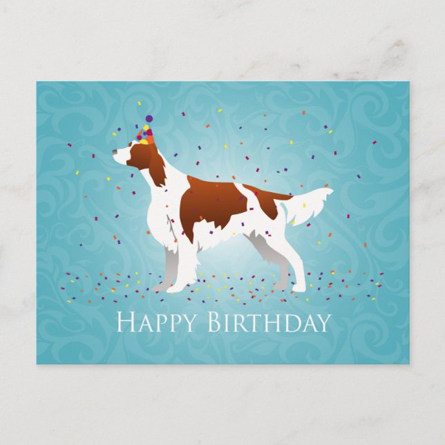 Irish Red and White Birthday Design Postcard (Front)