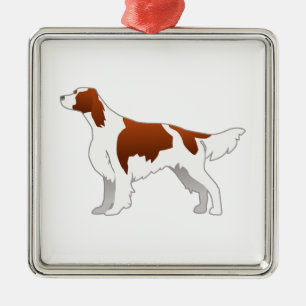 Irish Red and White Setter Basic Illustration Metal Tree Decoration