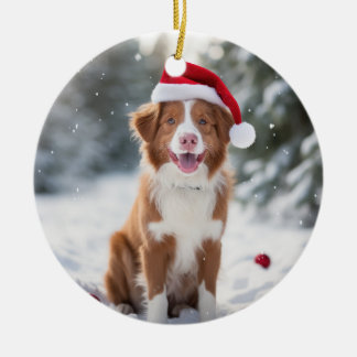 Irish Red and White Setter Dog Christmas Keepsake Ceramic Tree Decoration