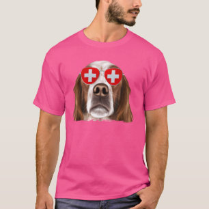 Irish Red and White Setter Dog Switzerland Flag Su T-Shirt