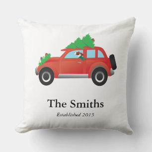 Irish Red and White Setter Driving Christmas Car Cushion