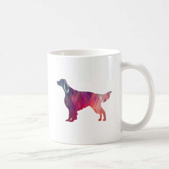 Irish Red and White Setter Geo Silhouette Pink Coffee Mug (Right)