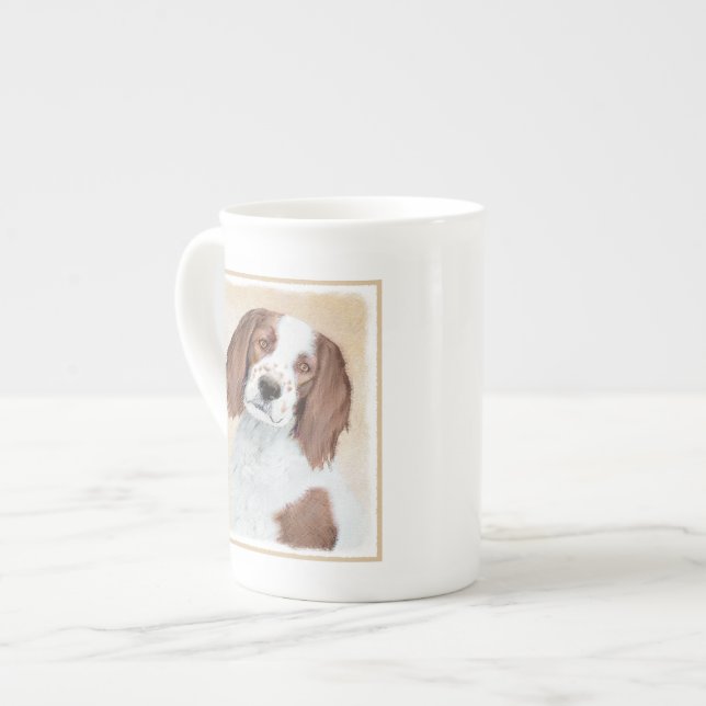 Irish Red and White Setter Painting - Original Art Bone China Mug (Front Left)