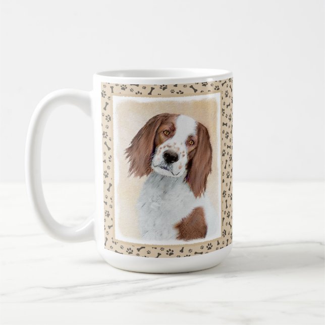 Irish Red and White Setter Painting - Original Art Coffee Mug (Left)