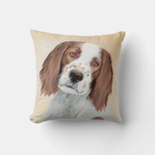 Irish Red and White Setter Painting - Original Art Cushion