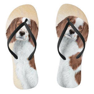 Irish Red and White Setter Painting - Original Art Flip Flops